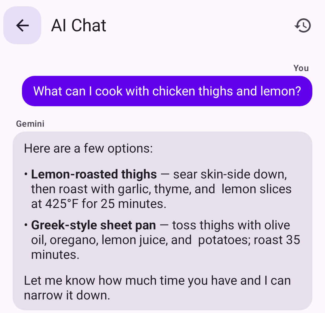 Chat with the AI cooking assistant
