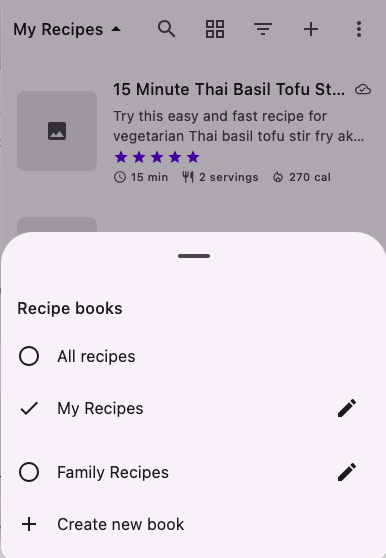 Organize recipes into recipe books