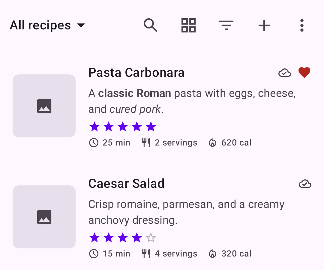 Browse your recipes