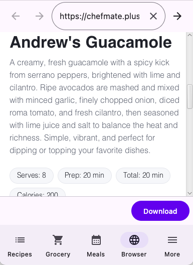 Save a recipe from the built-in browser